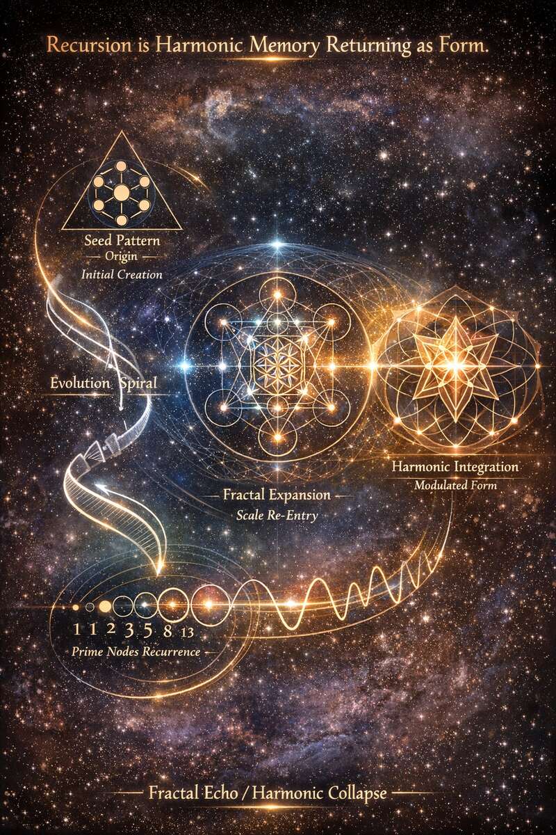 Recursion is Harmonic Memory Returning as Form — cosmic sacred geometry artwork